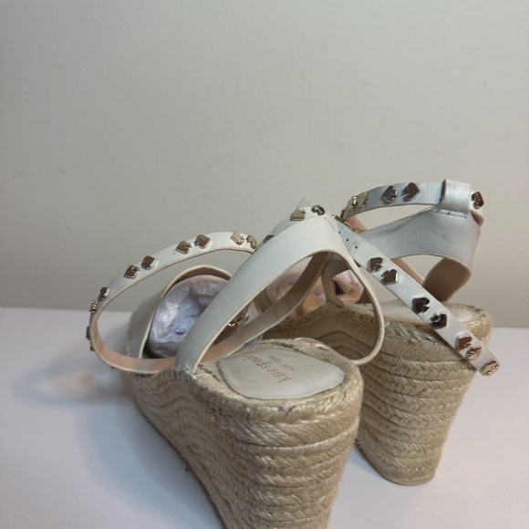 Kate Spade White Leather Straw Sandals With Wrap Around Ankle Straps Size 10 - Picture 10 of 13